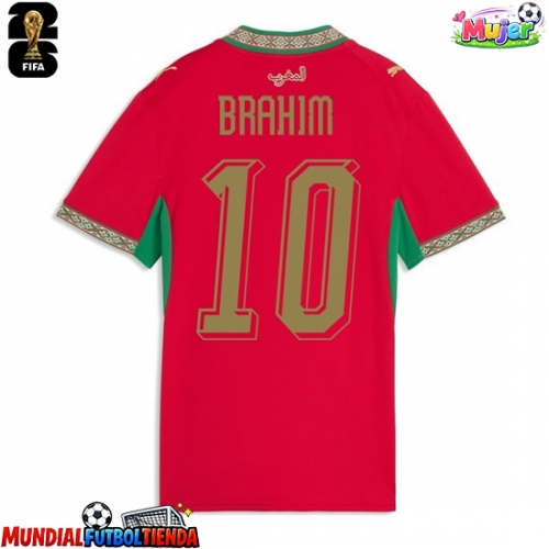Camiseta Marruecos Brahim Diaz #10 Primera Equipación Replica Mundial 2026 para mujer mangas cortas
